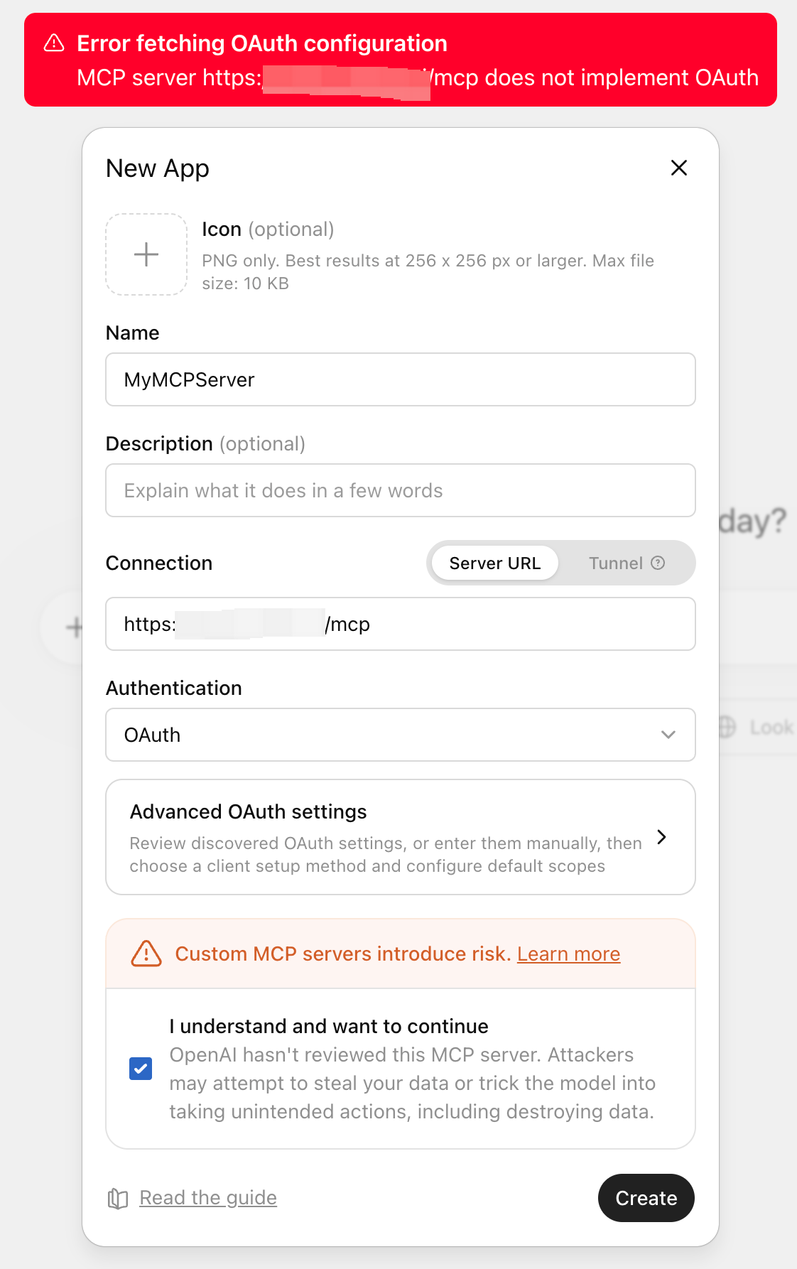 ChatGPT 拒绝连接未实现标准 OAuth 的远程 MCP Server